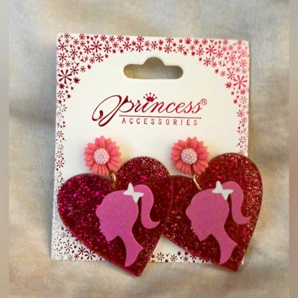 Barbie style heart dangle earring